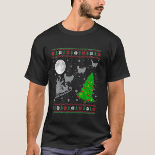 Ugly Ragdoll Cat Xmas Lighting Tree Santa Riding R T-Shirt