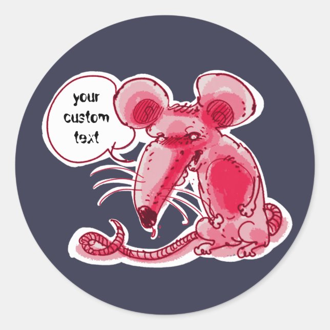 ugly rat cartoon with customisable speech baloon classic round sticker (Front)
