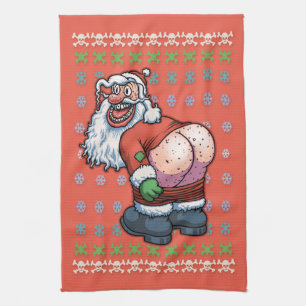 Ugly Santa Moon Tea Towel