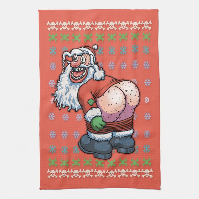 Ugly Santa Moon Tea Towel (Vertical)