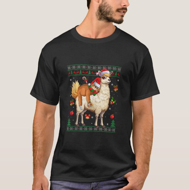 Ugly Santa Scarf Sweater Style Sloth Riding Llama  (Front)