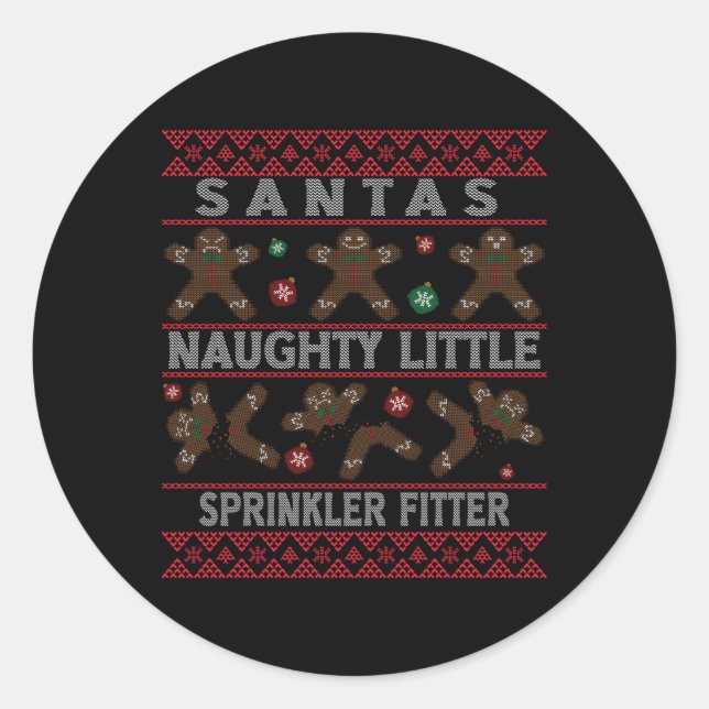 Ugly Santa Sprinkler Fitter Job Classic Round Sticker (Front)