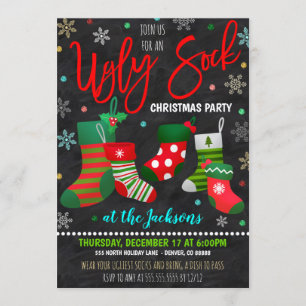 Ugly Sock Christmas Party Invitation