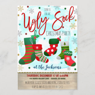 Ugly Sock Christmas Party Invitation