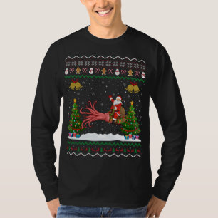Ugly Squid Xmas Gift Santa Riding Squid Christmas T-Shirt