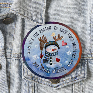 Ugly Sweater 2nd Winner FUNNY SNOWMAN Button