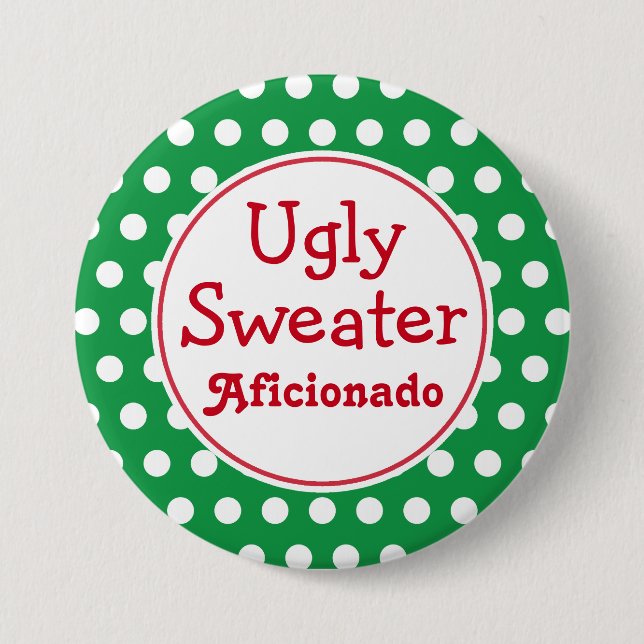 Ugly Sweater Aficionado Button (Front)