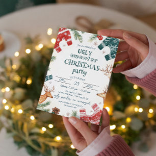 Ugly Sweater and Reindeer Christmas Party Invitation