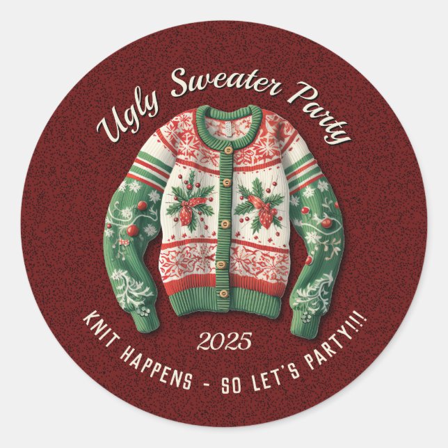Ugly Sweater Award Office Party Classic Round Sticker (Front)
