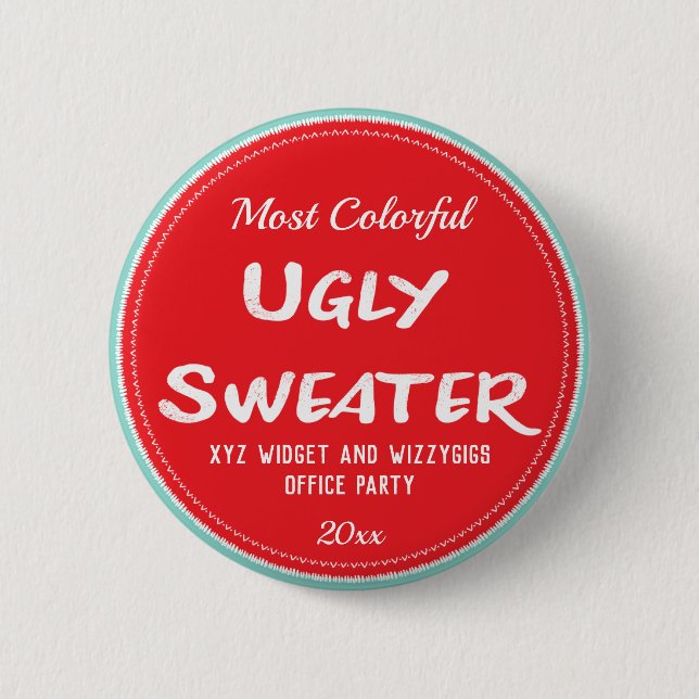 Ugly Sweater Award Party Office  - Most Colourful 6 Cm Round Badge (Front)