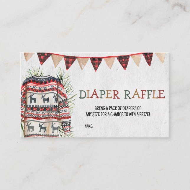 Ugly Sweater Baby Shower Diaper Raffle Business Card (Front)
