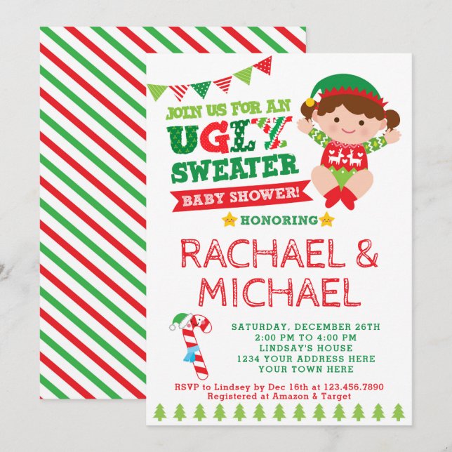 Ugly Sweater Baby Shower Invitation (Front/Back)