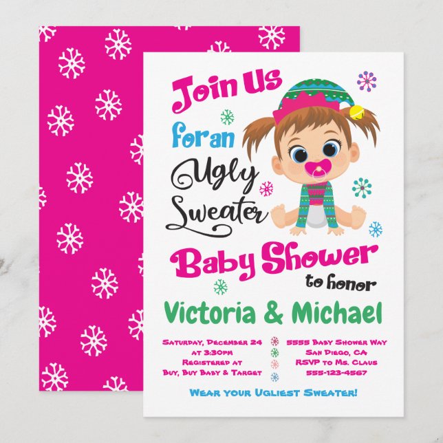 Ugly Sweater Baby Shower Invitation (Front/Back)