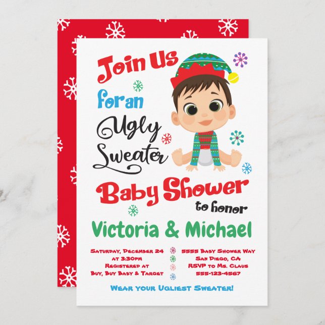 Ugly Sweater Baby Shower Invitation (Front/Back)