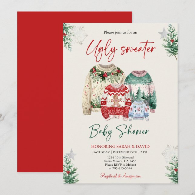 Ugly Sweater Baby Shower Invitation (Front/Back)