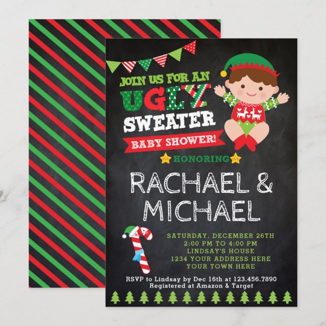 Ugly Sweater Baby Shower Invitation (Front/Back)