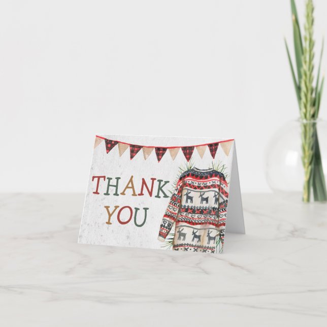 Ugly Sweater Baby Shower Thank You Card (Front)