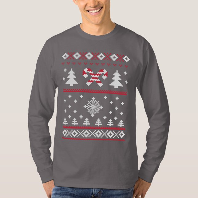 Ugly Sweater Candy Cane Christmas Sweater Fun (Front)
