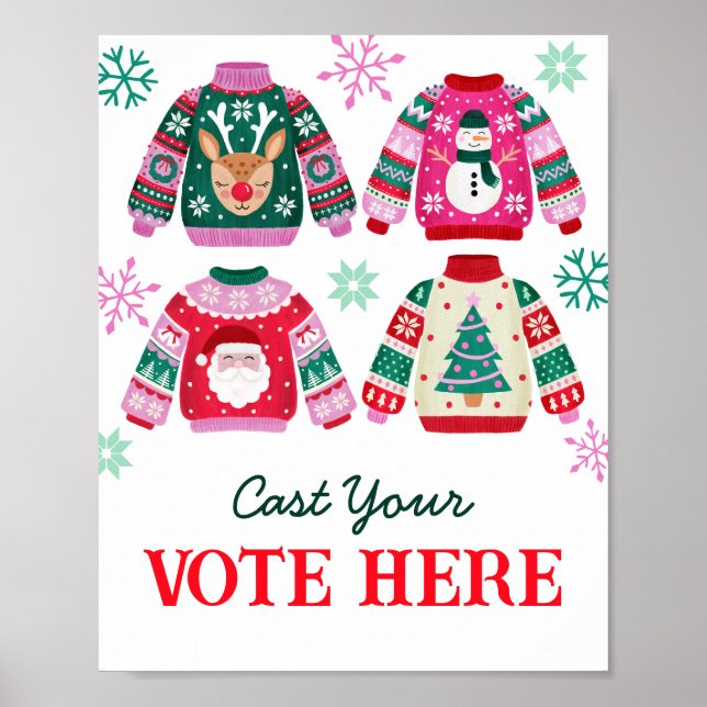Ugly Sweater Cast Your Vote Sign (Front)