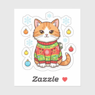 Ugly Sweater Cat — Funny Christmas Cat Sticker
