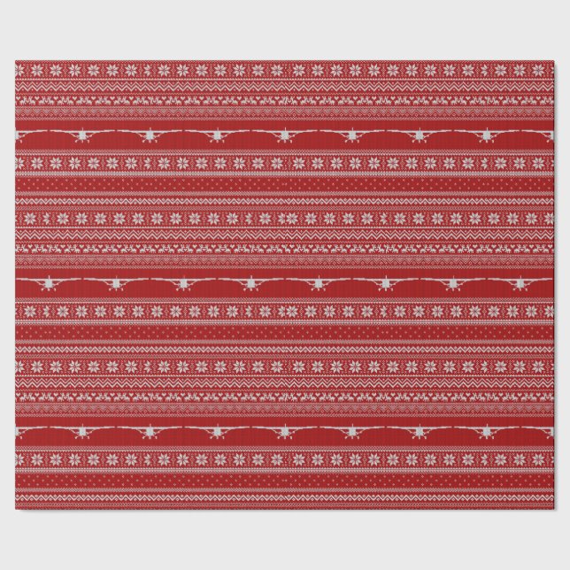 Ugly Sweater Cessna Christmas Wrapping Paper (Seam)