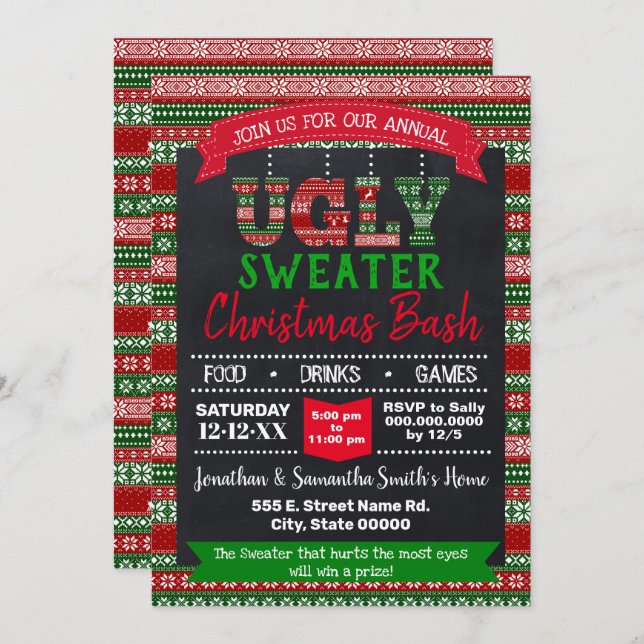 Ugly sweater Christmas annual party Invitation (Front/Back)
