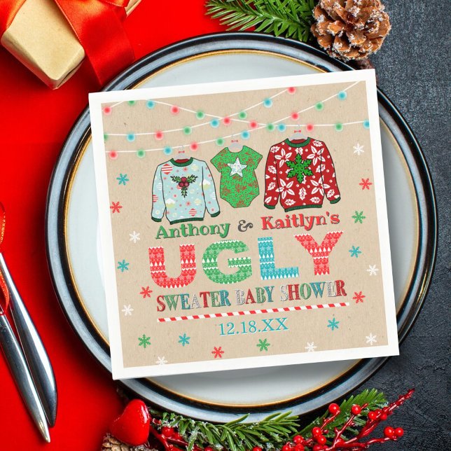 Ugly Sweater Christmas Baby Shower Napkin (Creator Uploaded)