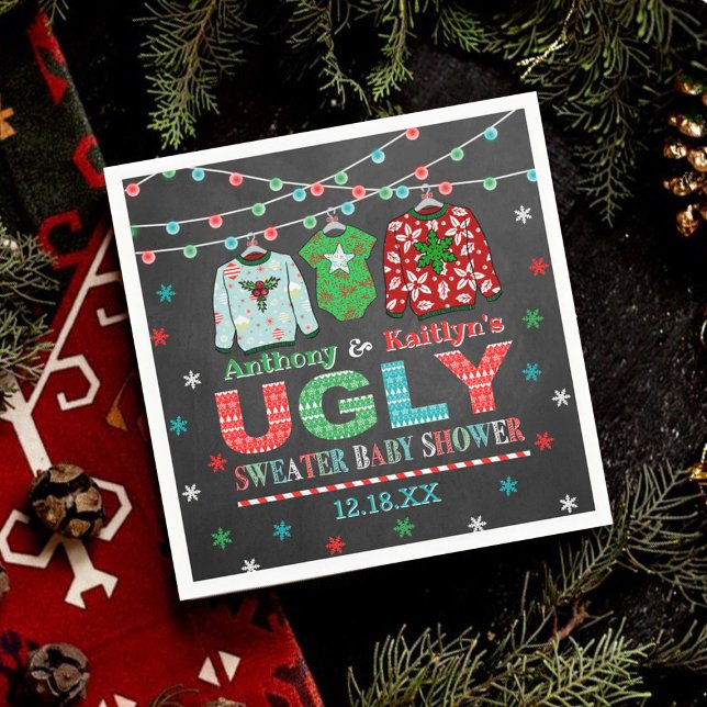 Ugly Sweater Christmas Baby Shower Napkin (Creator Uploaded)