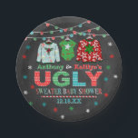 Ugly Sweater Christmas Baby Shower Paper Plate<br><div class="desc">Celebrate in style with these trendy baby shower paper plates. The design is easy to personalise with your own wording and your family and friends will be thrilled when they see these fabulous party plates.</div>