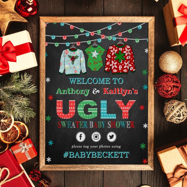 Ugly Sweater Christmas Baby Shower Welcome Poster (Creator Uploaded)