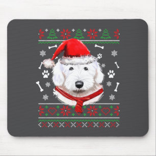 Ugly Sweater Christmas Bobtail Dog Santa Hat Pajam Mouse Mat