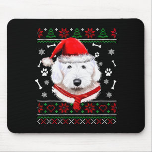 Ugly Sweater Christmas Bobtail Dog Santa Hat Pajam Mouse Mat