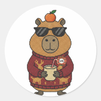 Ugly Sweater Christmas Capybara Sticker Sheet