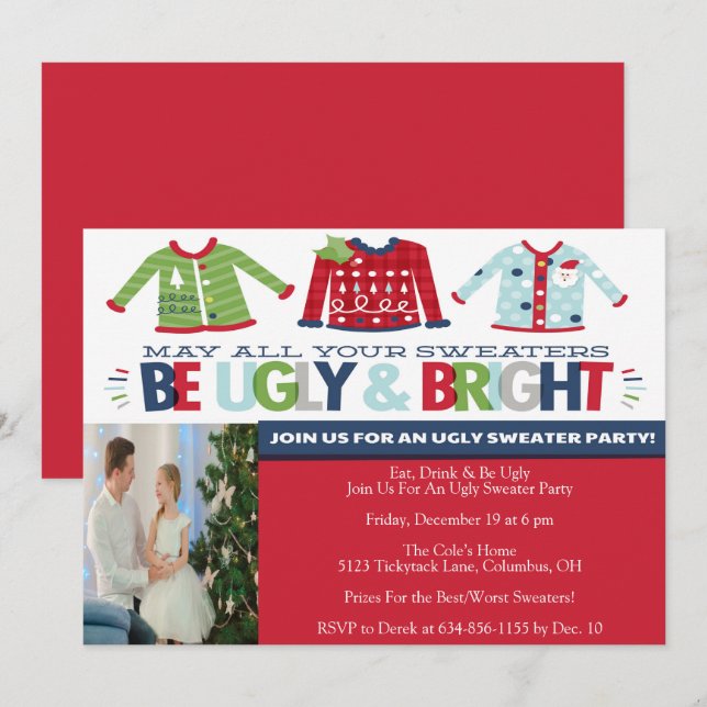 Ugly Sweater Christmas celebration Party Invitation (Front/Back)