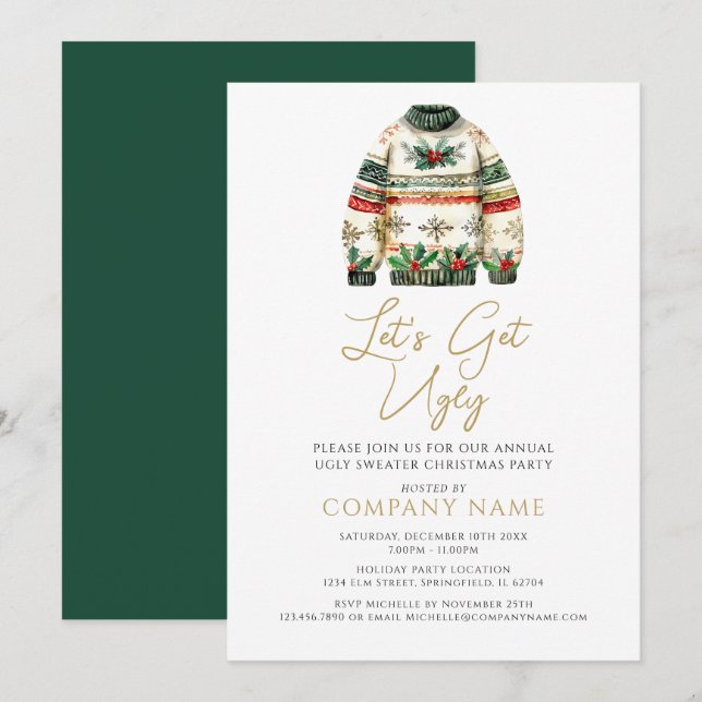 Ugly Sweater Christmas Corporate Party Invitation (Front/Back)