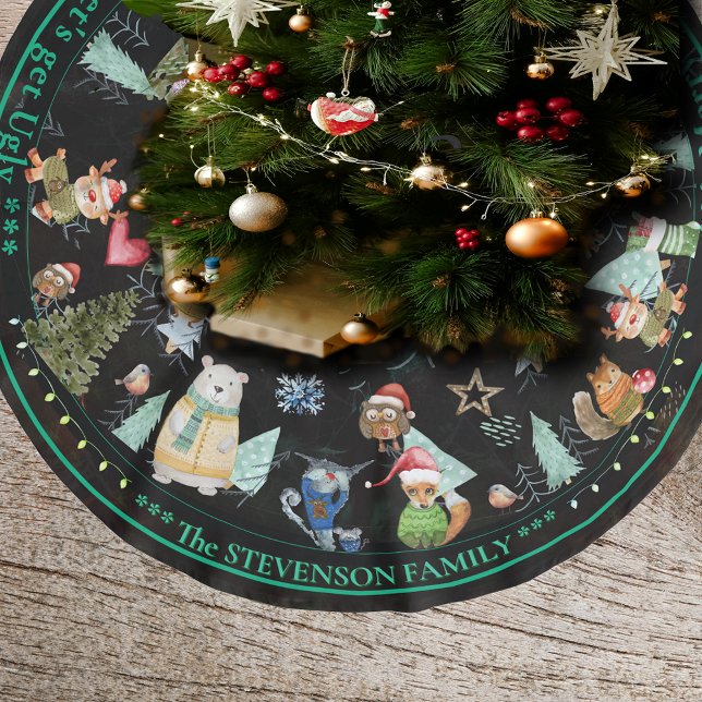 Ugly Sweater Christmas cute Animals Tree Skirt (Ugly Sweater Christmas cute Animals Tree Skirt)