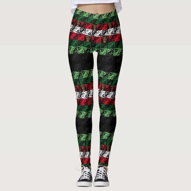 Ugly Sweater Christmas Damask Pattern Leggings (Front)