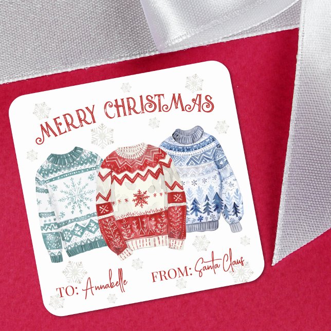 Ugly Sweater Christmas Gift Tag Sticker (Ugly Sweater Christmas Gift Tag Sticker)