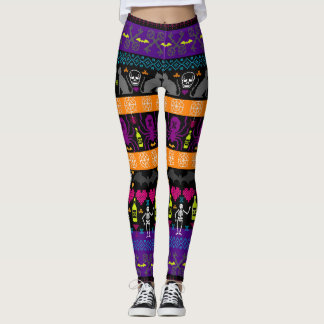 Ugly Sweater Christmas - Halloween Stripe Print Leggings