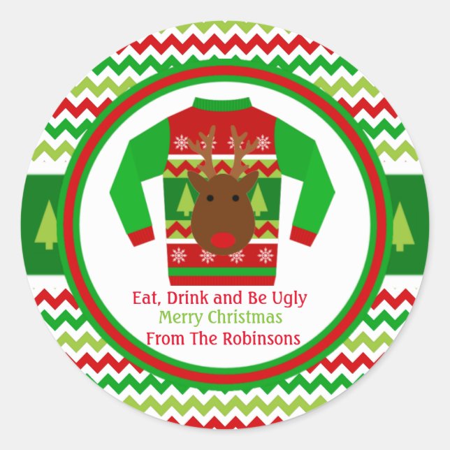 Ugly Sweater Christmas Holiday Gift Tag (Front)