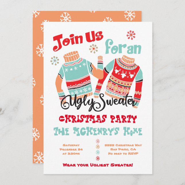 Ugly Sweater Christmas Holiday Invitation (Front/Back)
