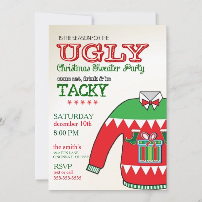 Ugly Sweater Christmas Holiday Party Invitation (Front)