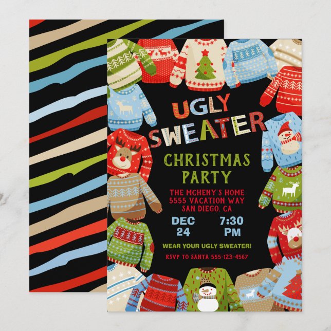 Ugly Sweater Christmas Holiday Party Invitation (Front/Back)