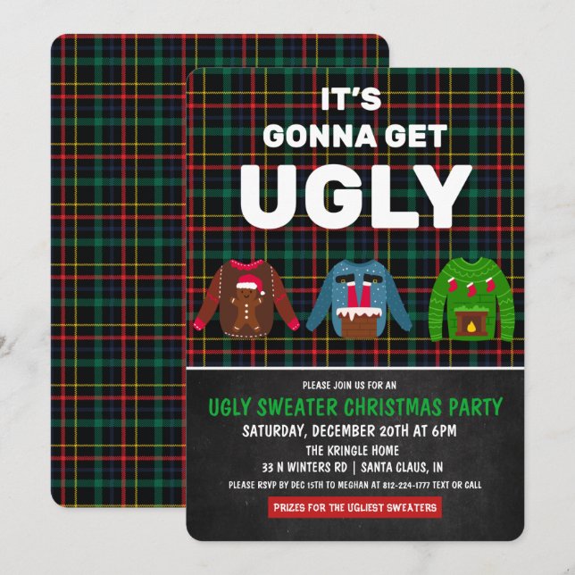 Ugly Sweater Christmas Holiday Party Invitation (Front/Back)