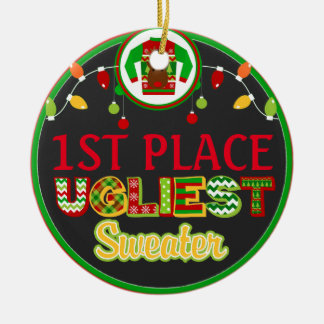 Ugly Sweater Christmas Holiday Winner Prize Ceramic Tree Decoration