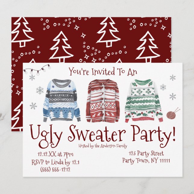 Ugly Sweater Christmas Invitation (Front/Back)
