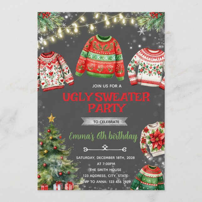 Ugly Sweater Christmas Invitation (Front)