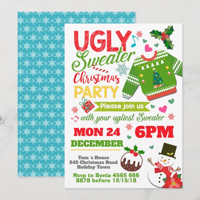 Ugly sweater christmas invitations (Front/Back)