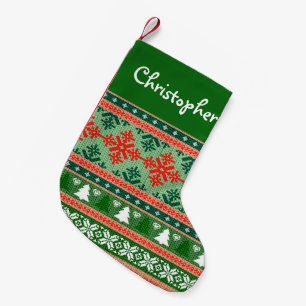 Ugly Sweater Christmas Knit Personalised Small Christmas Stocking