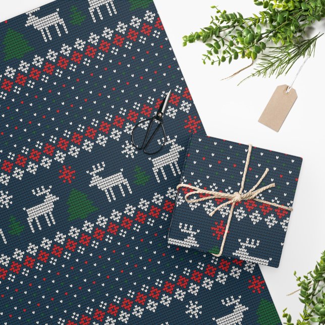 Ugly Sweater Christmas Knitting Pattern Wrapping Paper (Creator Uploaded)